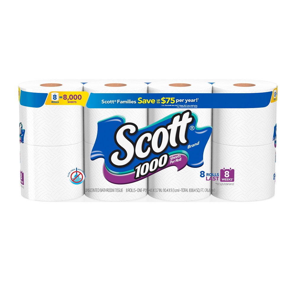 UPC 054000119712 product image for Scott 1000 Septic Safe Toilet Paper - 8 Rolls | upcitemdb.com