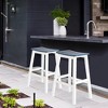 Aoodor Bar Stools Set of 2, 28'' HDPE Counter Height Stools for Patio, Kitchen Island, Bar & Outdoor Use – Durable Weather-Resistant Saddle Stools - 2 of 4