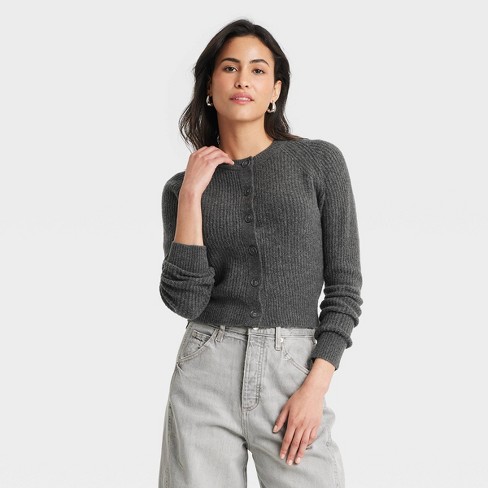 Outlet Universal thread charcoal ribbed oversized cardigan