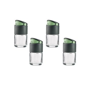Lekue 2.7oz Shaker Spice Jar (Set of 4) - Clear Glass Spice Container for Powdered & Herb Spices - Dual Openings for Sprinkling & Dosing - 1 of 4