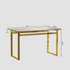 Gulches 51 Inches Modern Minimalist Rectangular Glass Dining Table 4-6 People Tempered Glass Top Golden Chrome Metal Legs Kitchen Living Room - 2 of 4