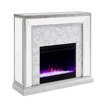 Tynchel Mirrored Faux Marble Fireplace - Aiden Lane