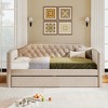 Twin Size Upholstered Daybed with Trundle for Guest Room, Small Bedroom, Study Room - 3 of 4