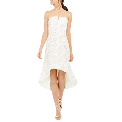 Adrianna Papell Womens Lace Strapless High-Low Fit & Flare Dress