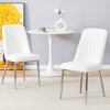 Gulches White Silver Breathable PU Leather Modern Dining Chair with Sturdy Metal Legs Set of 2 - 3 of 4