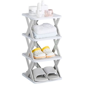 VECELO 4/5/6 Tier Vertical Narrow Shoe Rack, Freestanding Shoe Racks, Skinny Shoe Shelf, Compact Shoe Organizer for Small Spaces, Gray - 1 of 4