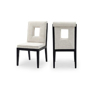 Meridian Furniture,Gwendolyn Linen Textured Fabric Dining Side Chair, Set of 2 - 1 of 4