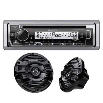 Kenwood KMR-D382BT Marine CD Receiver Compatible w/ Bluetooth with 1 Pair of KFC-1653MRB 6.5" 2-way Marine Speaker System (Black)
