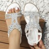 Clotth Women's Floral Flat Sandals - Elastic Strap for Summer Beach, Sparkling Jeweled Bohemian Flats,Sandals with Non Slip Shoes - 2 of 4