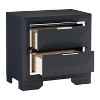 Vynxaria Modern 1pc Nightstand - Midnight Blue Finish, 2 Drawers (Metal Glides), Beveled Acrylic Trim, Chrome Tone Edge Pulls - 2 of 4