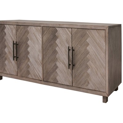 80" Gray Wood TV Console with Herringbone Doors