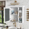 Gulches 35''x28'' White Wall Mounted Medicine Cabinet with Mirror - 6 Open Shelves, Adjustable Shelves, Towel Rod, MDF, Country Style Silver Handles - 2 of 4