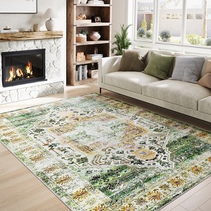 Vintage Rug Washable Rug Indoor Soft Faux Wool Living Room Rug - 1 of 4