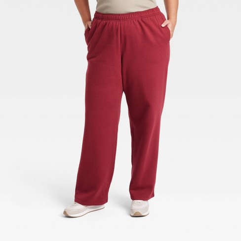 Women s Leisure Studio Mid rise Knit Straight Leg Sweatpants Universal Thread Maroon 3x Target