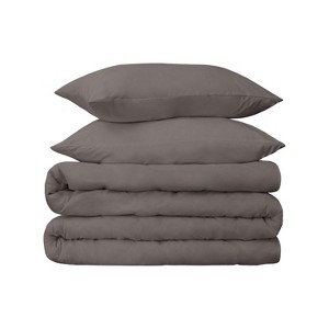 Luxury 700 Thread Count Solid 3 Piece Premium Cotton Duvet Cover Set, Modern Solid, Included: One Duvet Cover and Two Pillowshams by Blue Nile Mills - 1 of 3