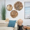 Set of 3 Metal Leaf Abstract Round Disk Wall Decors Gold - Olivia & May: Iron Sculpture, Inca-Inspired, Vertical Display - 2 of 4