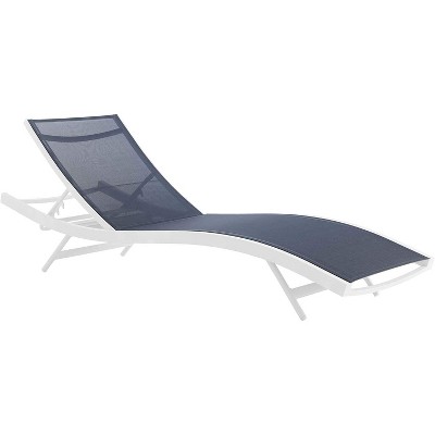 Modway Glimpse Aluminum Mesh Outdoor Patio Poolside Deck Chaise Lounge Chair in White Navy