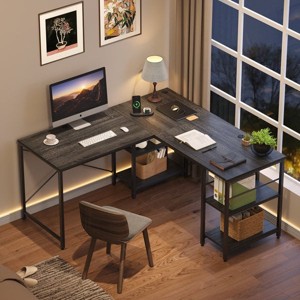 Bestier 59inch L Shaped Desk with Shelves Home Office Gaming Computer Desk - 1 of 4