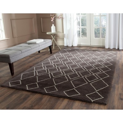 Ivory and Dark Grey Hand Tufted Wool Area Rug