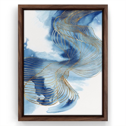 Americanflat - 16x20 Floating Canvas Walnut - Celestial Blue I by Pi Creative Art
