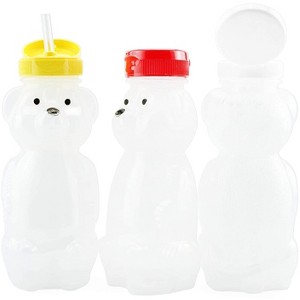 Cornucopia Brands Honey Bear Animal Straw Cups (3pk), 8oz Therapy Sippy Bottles w/ Flexible Straws and Lids - 1 of 4