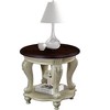 TOAOTBNBO Round Coffee Tables with Shelf, Vintage Sofa Table with Cabriole Legs, Mid-century Center Table for Living Room, Beige - 2 of 4