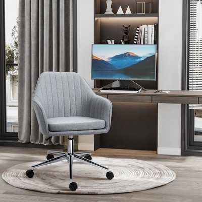 VYNXARIA Mid-Back Task Chair - Gray Fabric Swivel Desk Chair with Tub Shape Design