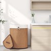 Costway Corner Bamboo Hamper Laundry Basket Washing Cloth Bin Storage Bag Bamboo - image 2 of 4