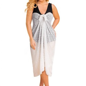 Women's Clipped Jacquard Plus Size Long Pareo Cover Up - Always for Me - 1 of 2