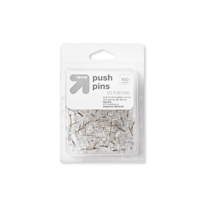 100ct Push Pins Clear - up &#38; up&#8482;, 1 of 6