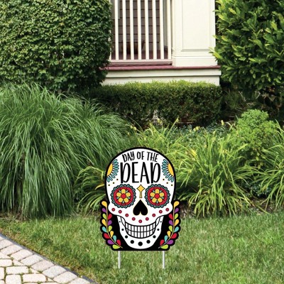 Big Dot of Happiness Day of The Dead - Outdoor Lawn Sign - Sugar Skull Party Yard Sign - 1 Piece