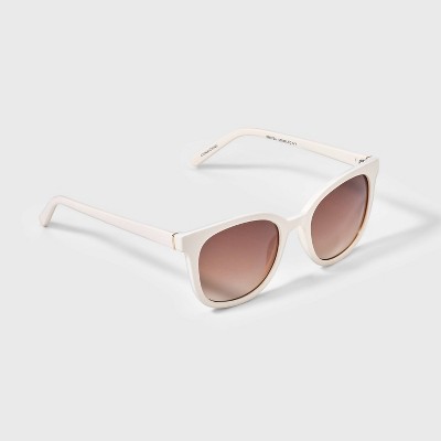 Women's Shiny Plastic Square Sunglasses with Gradient Lenses - Universal Thread Ivory: Scratch-Resistant, UV Protection - image 2