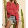 Women's Waffle Mineral Dyed Loose Sweatshirt - Blue Buttercup - 2 of 3