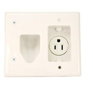 Monoprice Recessed Low Voltage Cable Wall Plate With Recessed Power - White - 1 of 2