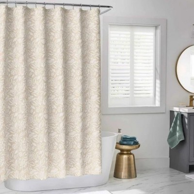 LunaLulinlk Floral Matelasse Shower Curtain, Beige Polyester
