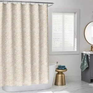 LunaLulinlk Floral Matelasse Shower Curtain, Beige Polyester - 1 of 4