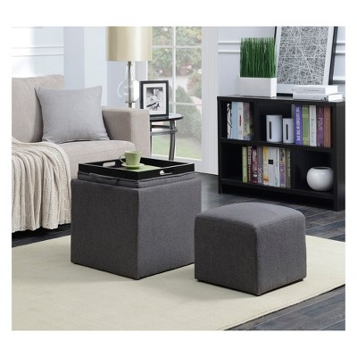 Designs4Comfort Park Avenue Single Ottoman with Stool and Reversible Tray - Breighton Home