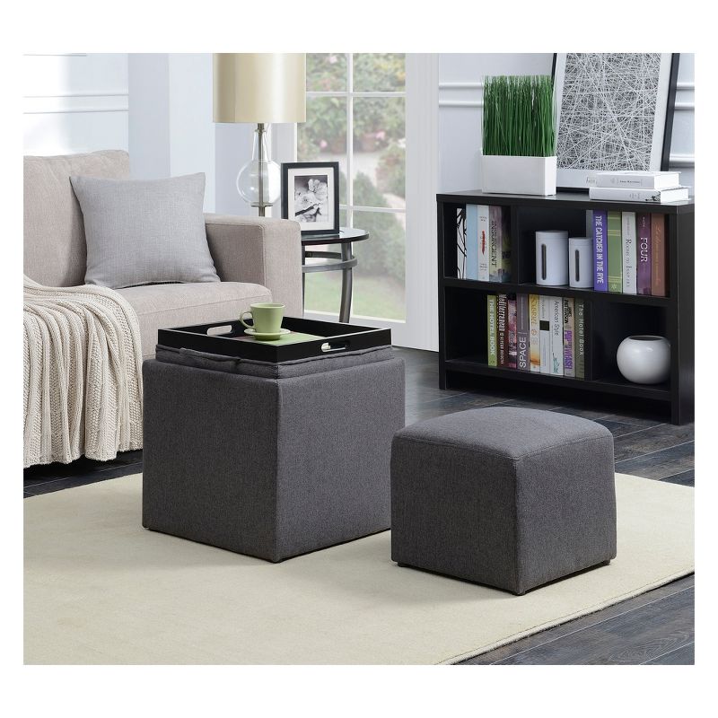 Designs4Comfort Park Avenue Single Ottoman with Stool and Reversible Tray - Breighton Home, 5 of 7