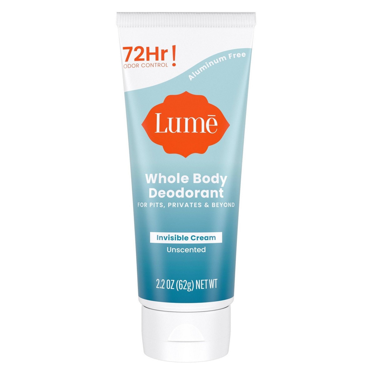 Lume unscented invisible cream deodorant tube