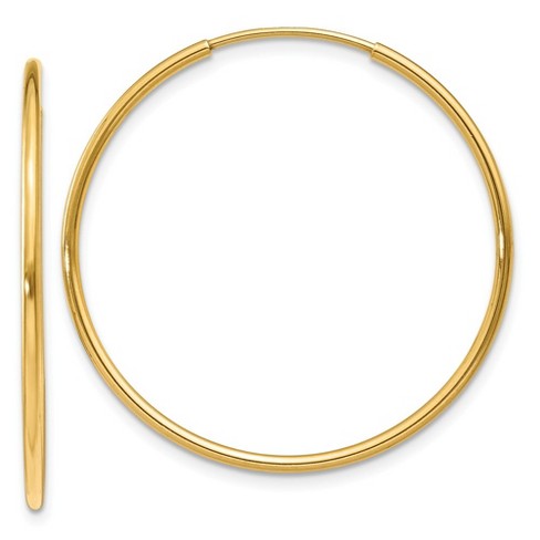 Black Bow Jewelry 1.25mm, 14k Yellow Gold Endless Hoop Earrings, 28mm (1 1/10 Inch) - image 1 of 4