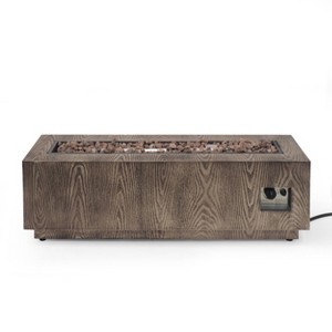 Christopher Knight Home Wellington Outdoor 50000 BTU Rectangular Fire Pit Wood Pattern Brown:  No Assembly, Push Button Ignition - 1 of 4