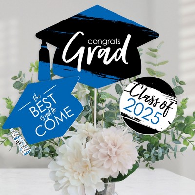 Big Dot of Happiness Blue 2025 Graduation Party Centerpiece Sticks - Table Toppers - Set of 15