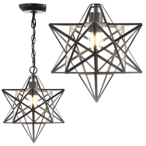 12 Metal Glass Stella Moravian Star, Metal Star Hanging Lamps