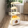 Corner Cat Tower, Cat Tree with Scratching Post, Cat Condo with Feeding Station - 2 of 4