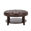 NicBex Modern 32" Round Storage Ottoman Leather Footstools with Button Tufted and Open Shelf for Bedroom and Living Room - 3 of 4