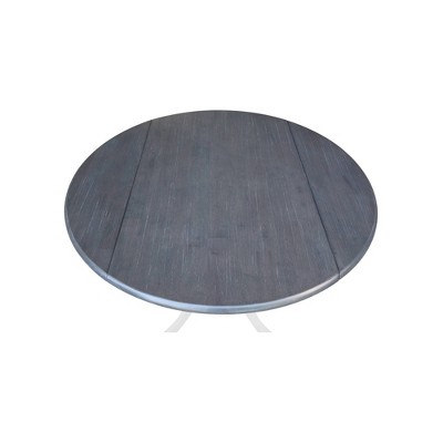 Heather Gray & White 42" Round Wood Extendable Dining Table