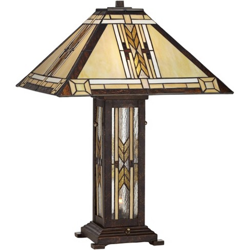 Franklin Iron Works Mission, Gabriella Pyramid Stained Glass Table Lamp