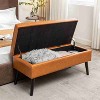 CAVINAS Storage Bench for Bedroom,Linen Fabric Storage Ottoman Bench with Tufted Top and Wood Legs for Living Room,Bedroom - 4 of 4