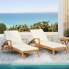 Christopher Knight Home Frank Ourdoor Adjustable Chaise Lounge With Cushion and Wheel, Teak/Cream - 2 of 4