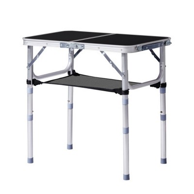 Syemin Folding Tables Adjustable 2ft Portable Pinic Table, Folding Camping Table, Foldable Lightweight Patio Side Table, Black, 23.82"*15.83"*23.63"